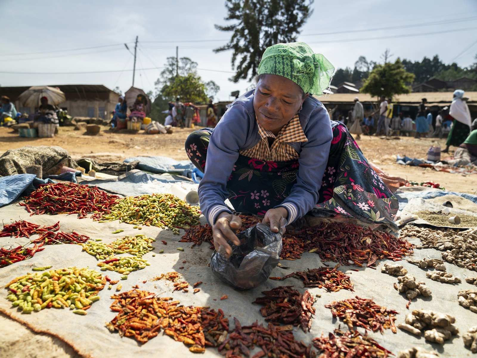 Fresh local produce at an Ethiopian highland market